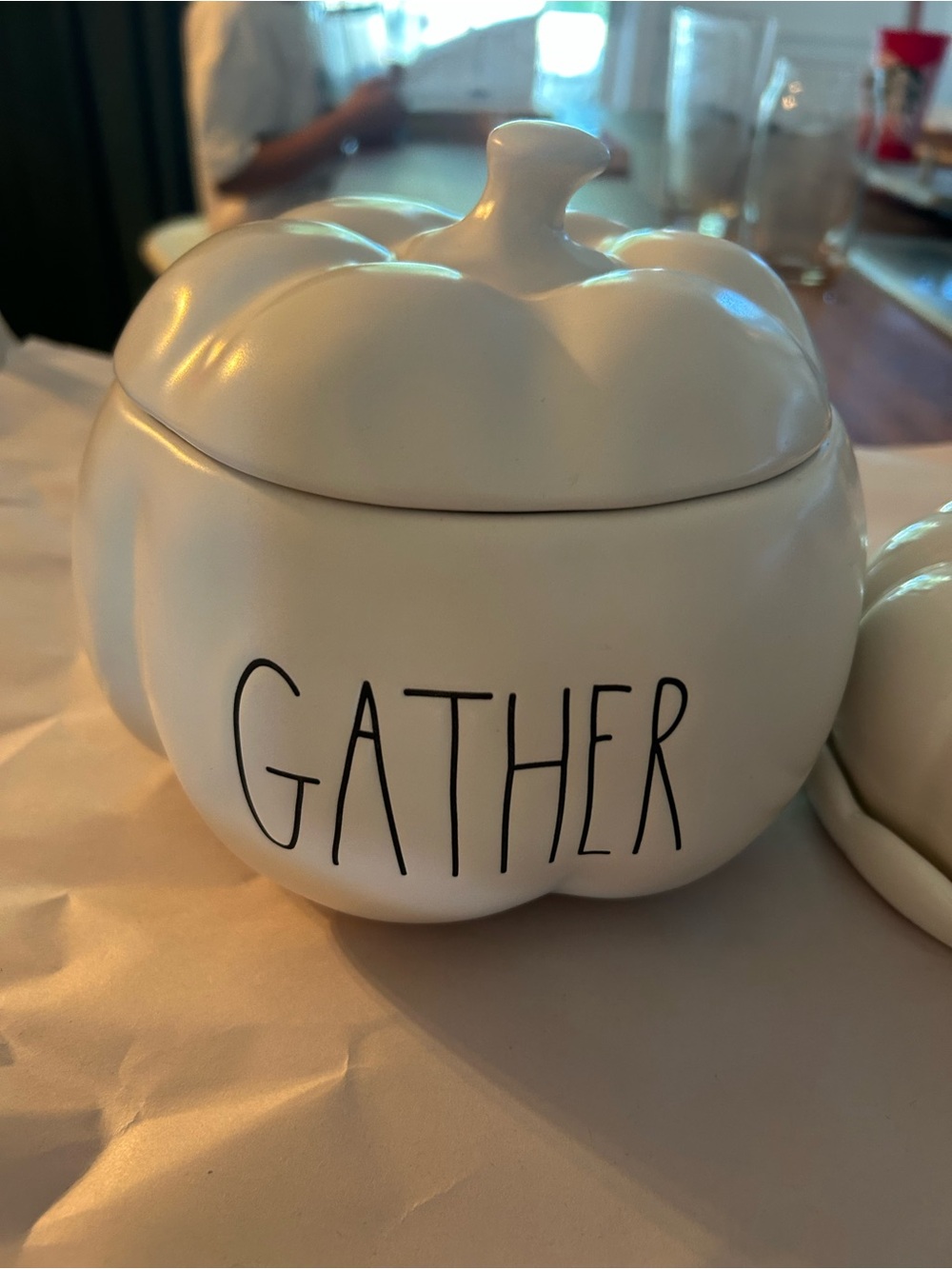 Rae Dunn gather pumpkin shaped canister